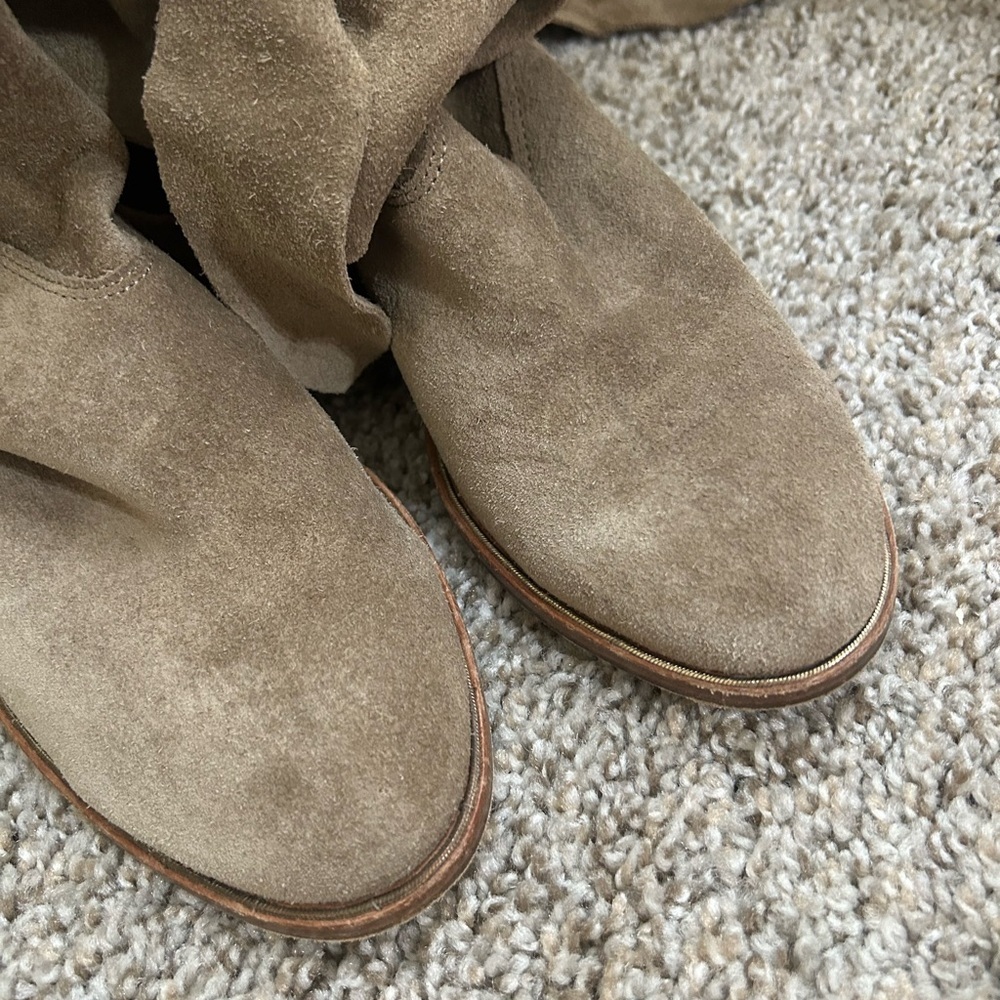 Sigerson Morrison Tie-Up Lori Boot Taupe Suede Ankle Wrap Detail Women's Size 6 - Picture 6 of 13